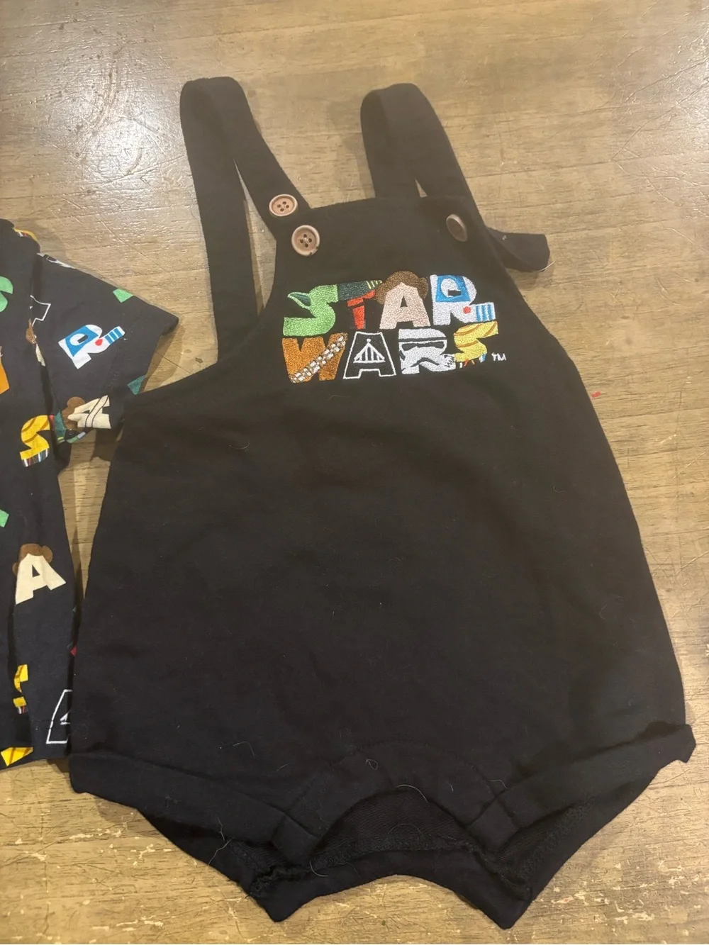 Star Wars Black Romper Set with Multicolor Logo Tee